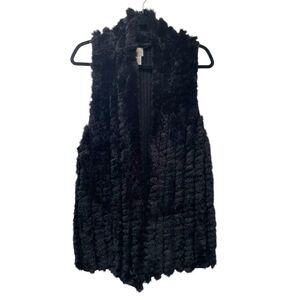 CHICO’S Black Faux Fur Vest Size 2 Large